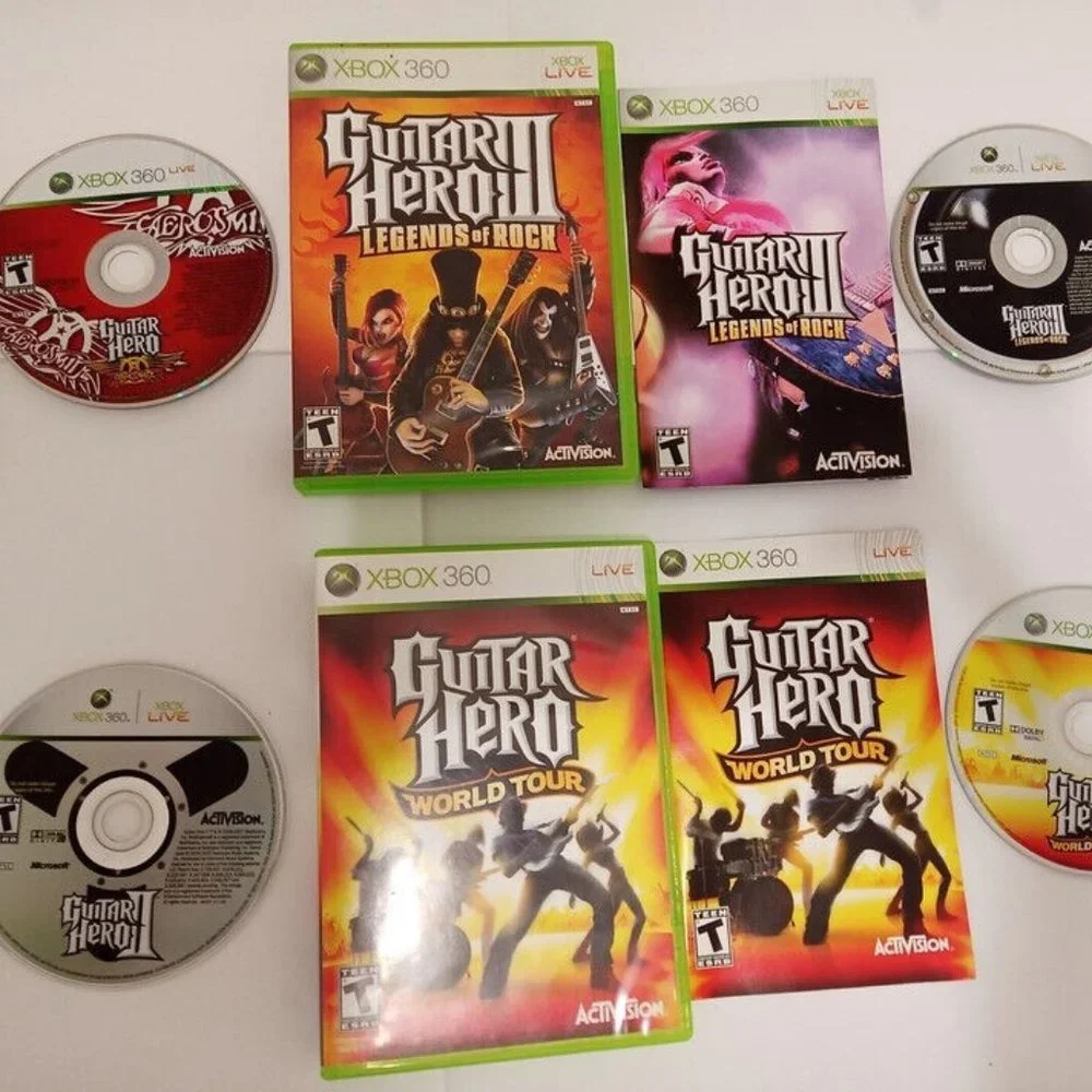 Guitar Hero World Tour Wireless Sunburst Controller Xbox 360 4 Games Bundle - Picture 11 of 12